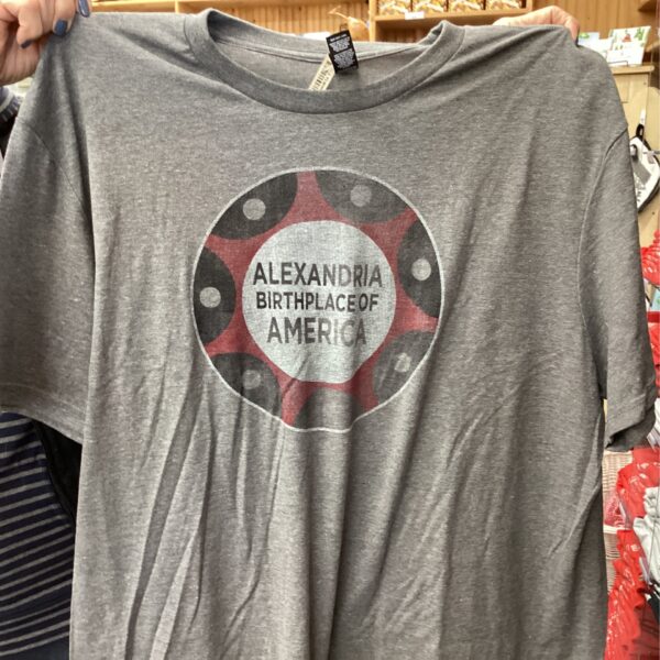 T-SHIRT: ALEXANDRIA BIRTHPLACE OF AMERICA, DARK GREY